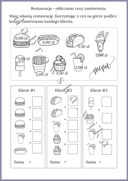 Restauracja - obliczanie ceny zamówienia