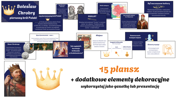 Koronacja Bolesława Chrobrego, 15 plansz / Gazetka/ozdoba lub prezentacja