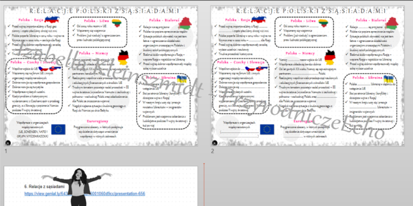 Mini zestaw do tematu „Relacje z sąsiadami” – sketchnotka i karta pracy w pdf + gratisowy link do prezentacji multimedialnej niekomercyjnej wykonanej w genial.ly do indywidualnego pobrania i użycia do celów niekomercyjnych. Geografia klasa 6 dział V „Sąs