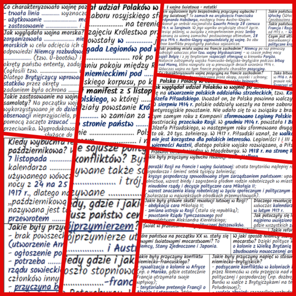 Europa w dobie I wojny światowej. NOTATKI I KARTY PRACY