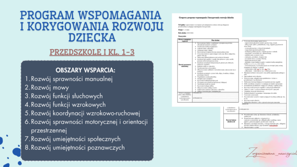 Pomoc psychologiczno-pedagogiczna. Program wspomagania i korygowania rozwoju dziecka w przedszkolu i kl. I-III.