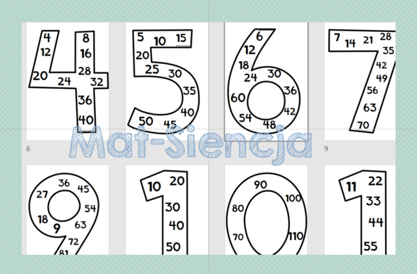 Wielokrotności od 1 do 12 - plakaty