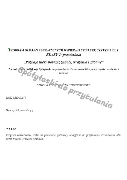 Innowacja pedagogiczna Spółgłoski do przytulania