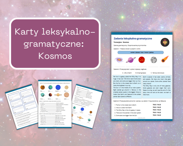 Leksykalno-gramatyczne karty pracy – Kosmos – Planety – Stopniowanie przymiotnika – Język angielski klasa 5–6 – PDF do druku – comparatives & superlatives – ESL A1+ Space CLIL