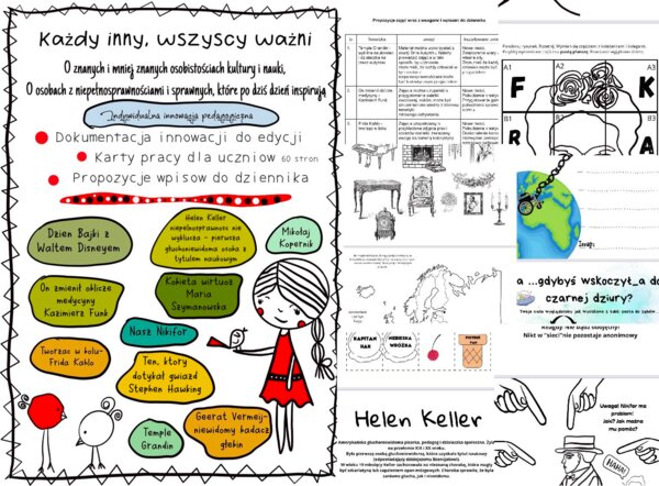 Innowacja pedagogiczna „Każdy inny, wszyscy ważni. O znanych i mniej znanych osobistościach kultury i nauki, o osobach z niepełnosprawnościami i sprawnych, które po dziś inspirują”