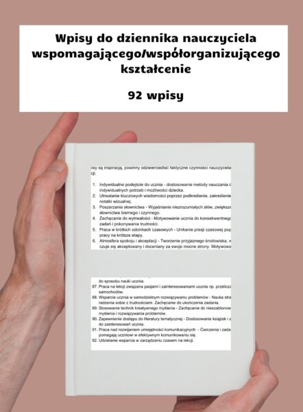 Wpisy do dziennika nauczyciela wspomagającego / współorganizującego kształcenie