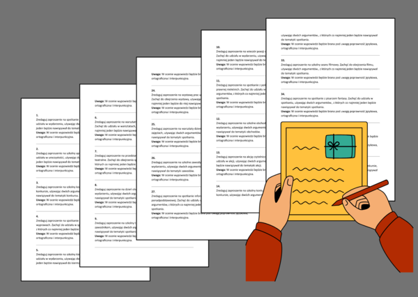 ZAPROSZENIE (E8) - 40 zadań egzaminacyjnych + tematy zaproszeń z arkuszy egzaminacyjnych CKE - egzamin - ćwiczenia redakcyjne