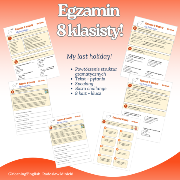 Egzamin 8 klasisty na początek roku szkolnego.