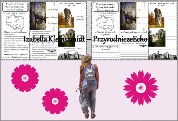 Minizestaw do tematu „Krajobraz wapienny Wyżyny Krakowsko - Częstochowskiej” – sketchnotka + karta pracy w pdf + gratisowy link do prezentacji multimedialnej niekomercyjnej wykonanej w genial.ly do indywidualnego pobrania i użycia do celów niekomercyjnyc