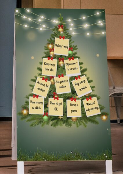 Plakat – choinka self-care do powieszenia na drzwiach, gazetce, ścianie / pedagog specjalny, szkolny, wychowawca