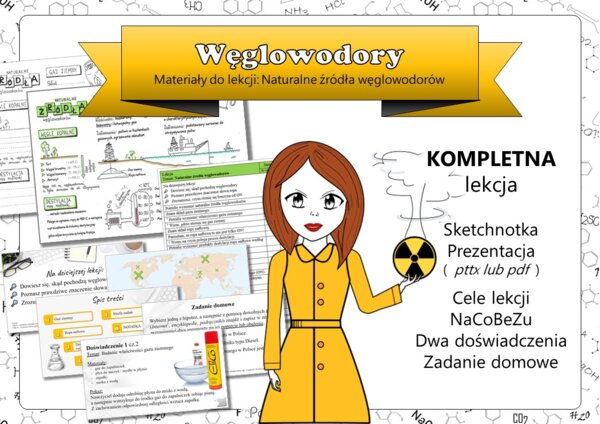 Chemia. Klasa 8. Węglowodory. Naturalne źródła węglowodorów. Kompletny PAKIET do lekcji dla nauczyciela.