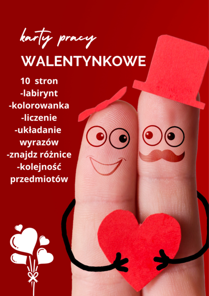 Karty pracy na Walentynki dla przedszkolaków