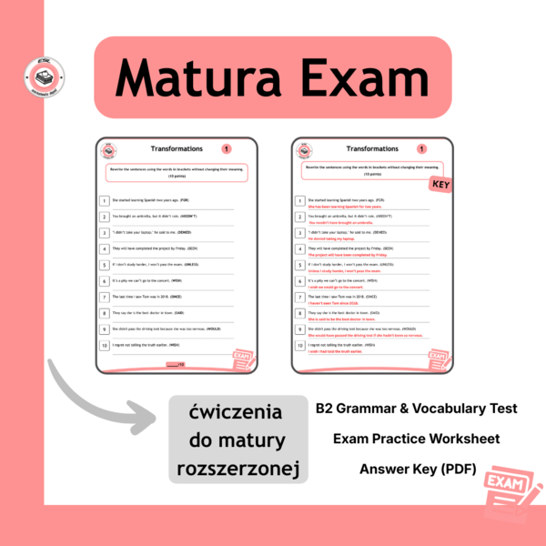 B2 English Test – gramatyka i słownictwo + klucz odpowiedzi (PDF)