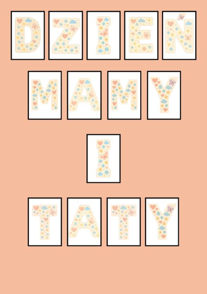 Napis DZIEŃ MAMY I TATY PASTELOWE KOLORY