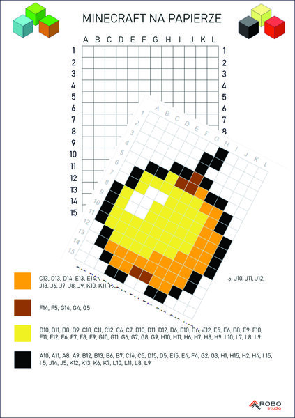 Kodowanka- minecraft, dyktando graficzne, kodowanie kolrowanka