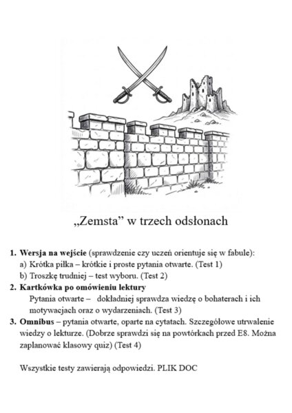 Zemsta - kartkówki z treści