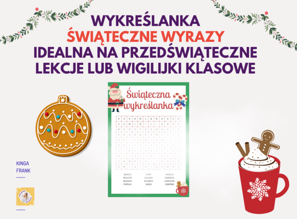 🎄 Świąteczna wykreślanka – idealna na przedświąteczne lekcje i zabawę w domu! 🎁