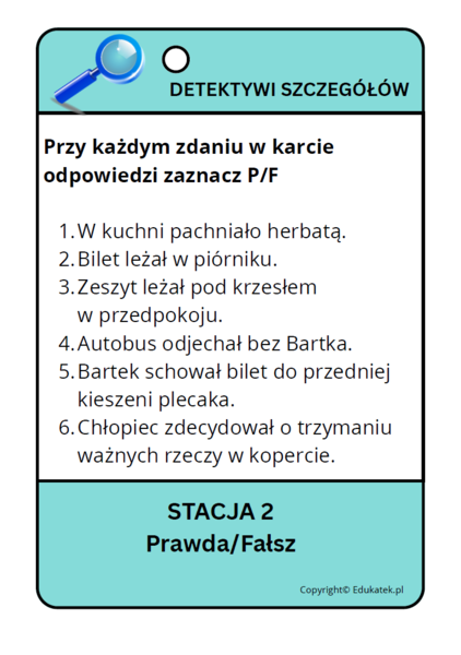 Detektywi szczegółów – stacje zadaniowe do czytania ze zrozumieniem
