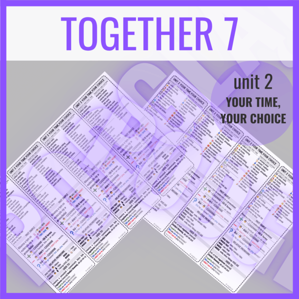 Together 7  unit 2  YOUR TIME, YOUR CHOICE - zakładki do książki / słownictwo i gramatyka