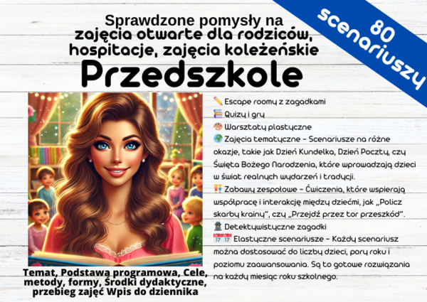 Sprawdzone pomysły na zajęcia otwarte dla rodziców, hospitacje, zajęcia koleżeńskie - Przedszkole - 80 scenariuszy dla 3-4 i 5-6 latków