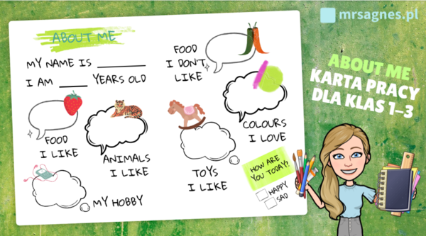 ABOUT ME - karta pracy dla klas 1-3