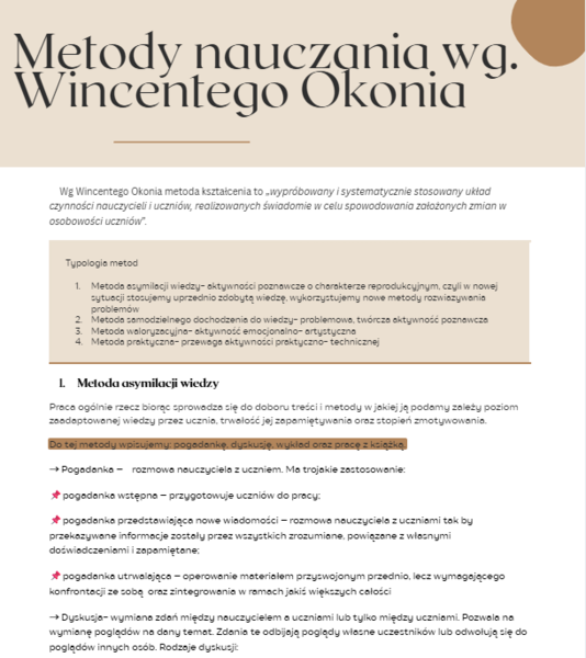 Metody nauczania według W. Okonia