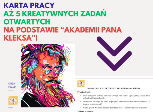 📚 Nowa karta pracy z lektury "Akademia Pana Kleksa"! 📚 AŻ 5 KREATYWNYCH ZADAŃ OTWARTYCH!!!
