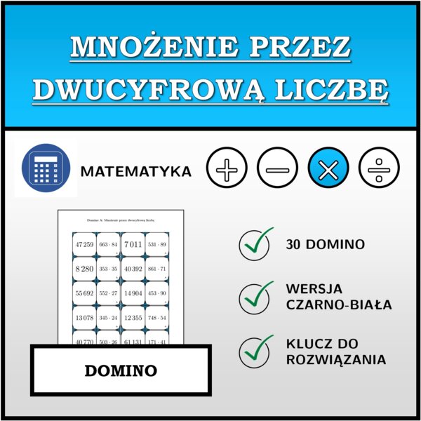 Domino - Mnożenie przez dwucyfrową liczbę | matematyka