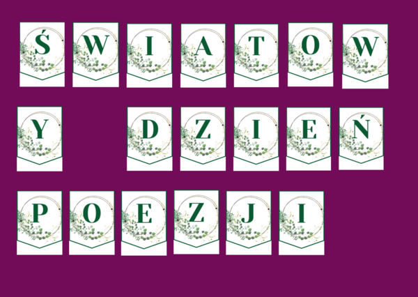 DZIEŃ POEZJI – girlanda – napis – gazetka – wersja 4