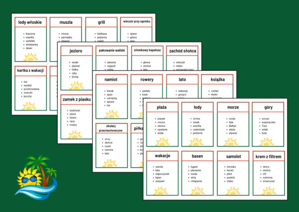 Wakacyjne TABOO – tabu - wakacje – lato – biblioteka – świetlica – ZAJĘCIA Z WYCHOWAWCĄ – 48 szt.