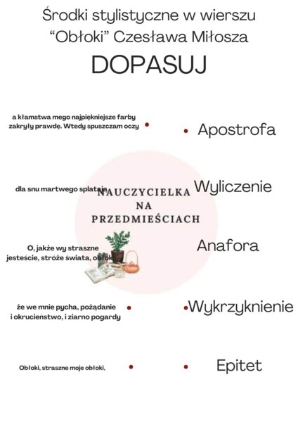 Środki stylistyczne - zadanie do trzech wierszy