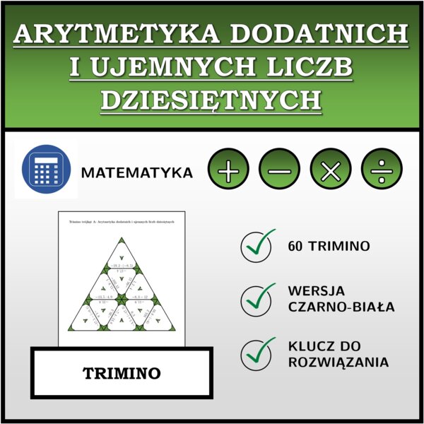 Trimino - Arytmetyka dodatnich i ujemnych liczb dziesiętnych | matematyka