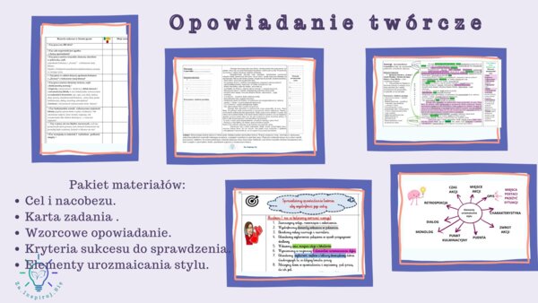 Opowiadanie twórcze kl. VI-VIII- scenariusz , karty pracy