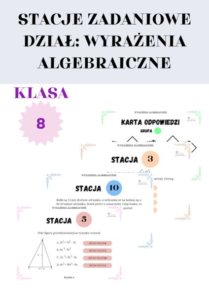 Stacje zadaniowe – wyrażenia algebraiczne