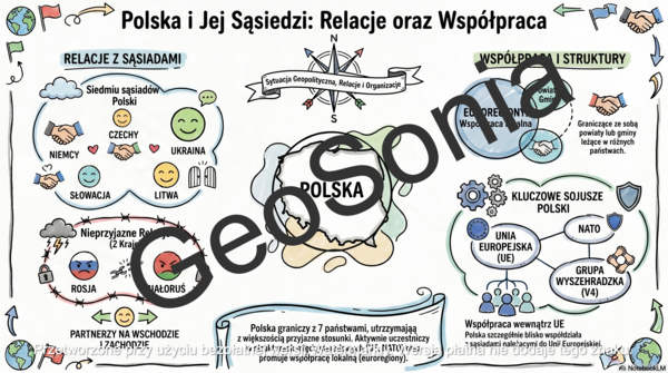Relacje Polski z sąsiadami geografia klasa 6 sketchnotka