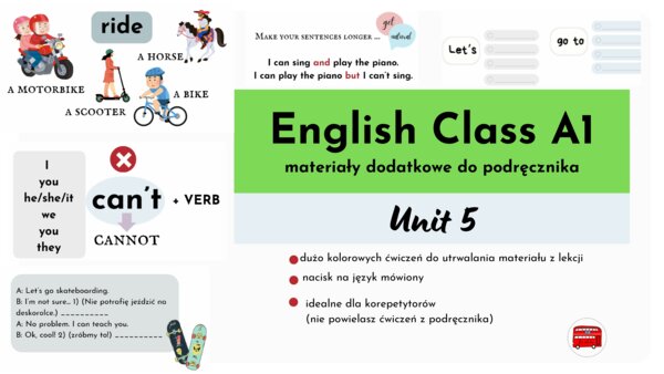 English Class A1, unit 5, materiały dodatkowe, czasownik "can"