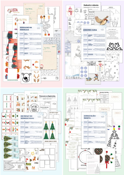 Grudniowe aktywności – 4 tygodnie zabawy i świątecznej magii! ponad 80 stron kart dla przedszkola i szkoły!