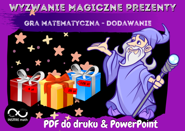 WYZWANIE MAGICZNE PREZENTY - dodawanie liczb 2 i 3-cyfrowych. Świąteczna gra matematyczna.