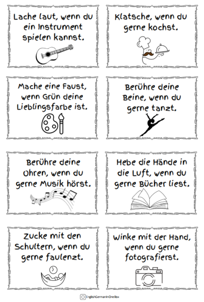 Kennenlernenspiel/Bewegungsspiel Mache das, wenn du... język niemiecki