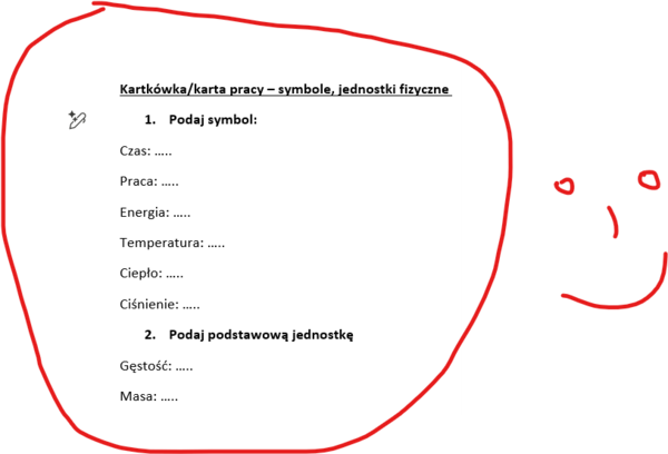 Kartkówki/karta pracy symbole i podstawowe jednostki fizyczne