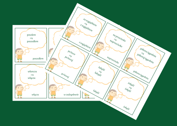 BŁĘDY JĘZYKOWE - fiszki - 30 szt. - 2 wersje + odpowiedzi - Dzień Języka Ojczystego