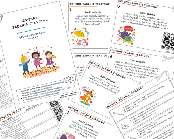 Jesienne zadania tekstowe z kodami QR (klasa 4-5)