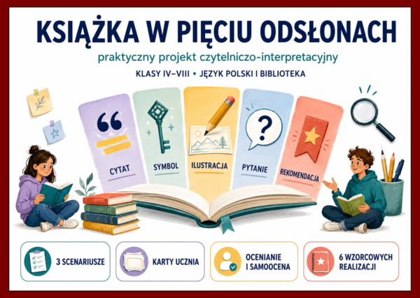 🌹 KSIĄŻKA W PIĘCIU ODSŁONACH - projekt czytelniczo-interpretacyjny dla klas 4-8