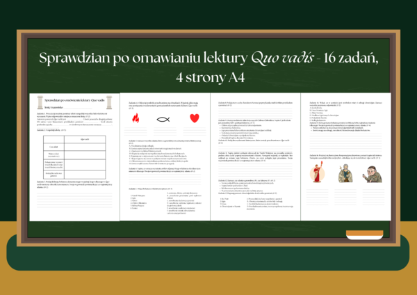 "Quo vadis" - sprawdzian podsumowujący (16 zadań, 4 strony A4)