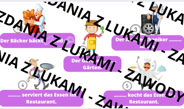 Uzupełnij luki - ZAWODY - QR-kody - język niemiecki