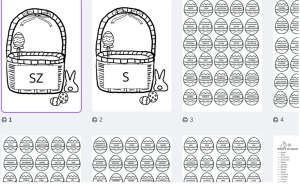 Wielkanocne różnicowanie głosek "sz" i "s" z zającem Szymonem.