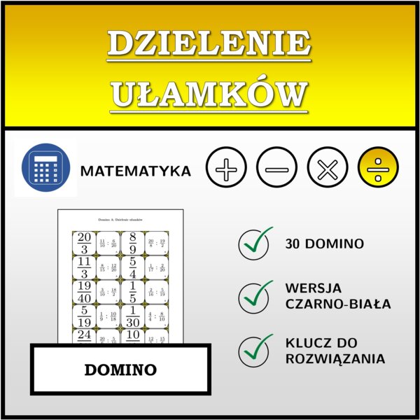 Domino - Dzielenie ułamków | matematyka