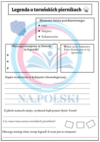 Legenda o toruńskich piernikach - karta pracy