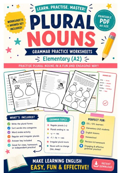 Plural Nouns Worksheet A2