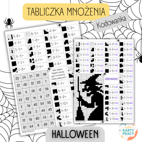 TABLICZKA MNOŻENIA - Halloween – kodowanka/bloksy